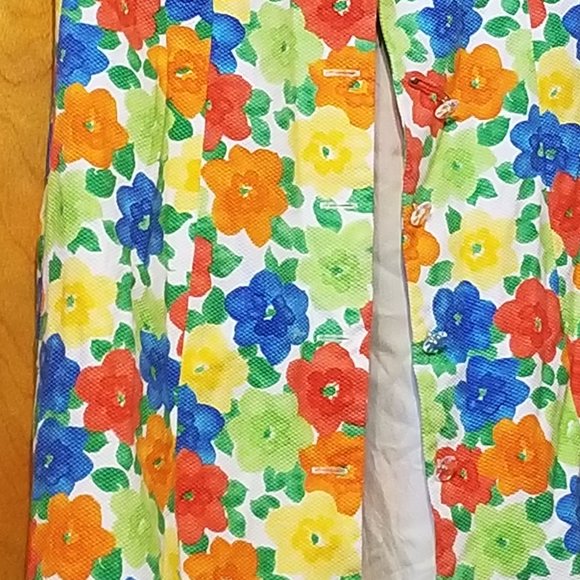 Beautiful Vintage Bright Flower Print Dress NWT - Picture 3 of 8
